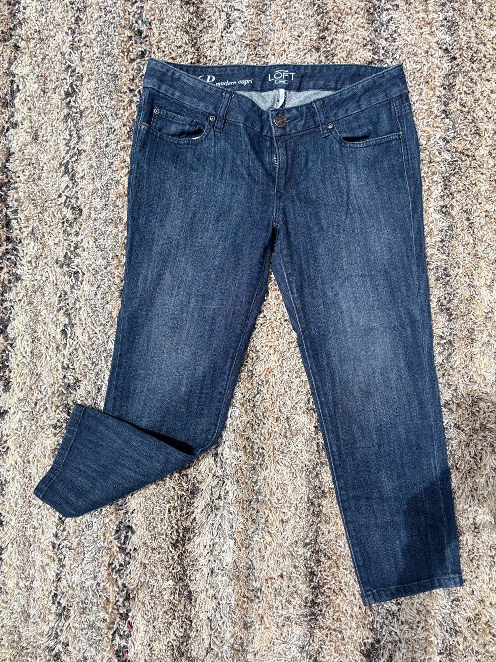 LOFT Vintage Dark Blue Straight-Leg Capris Jeans